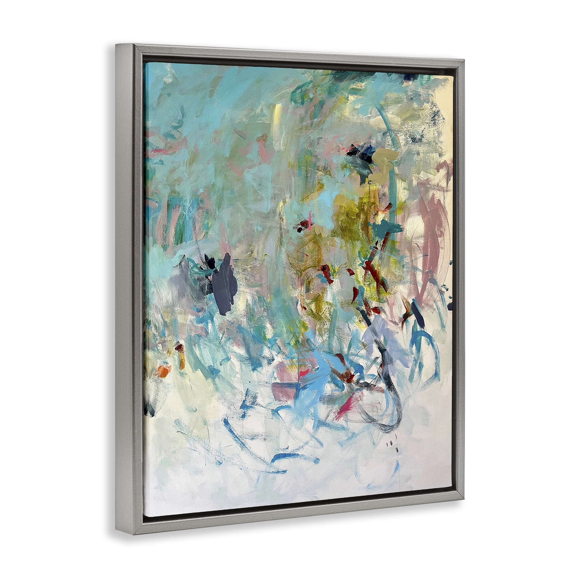 Stupell Industries Chaotic Ombre Scribble Abstract Painting Gray Floater Framed Canvas Art Print Wall Art, 17 x 21