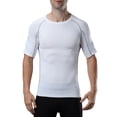 thumbnail image 1 of T-shirt de Sport pour Hommes, Couleur Unie, Col Rond, Manches Courtes, Séchage Rapide, Moulant, Extensible, Course, Basketball, Mise en Forme, Vêtement de Sport, 1 of 8