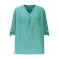 thumbnail image 6 of DHFJKG Womens V Neck T Shirts Loose Fit Solid Color Short Sleeve Basic Tee Comfortable Summer Beach Shirt Soft Tops, 6 of 6