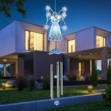 

Xewsqmlo LED Solar Chandelier Automatic Charging Angel Wind Chime Lawn Lamp for Courtyard