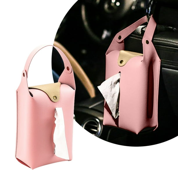 Porta pañuelos de cuero para coche | Dispensador de servilletas de pared para coche, camión, hogar y oficina | Organizador rectangular impermeable en negro, beige, rosa y gris