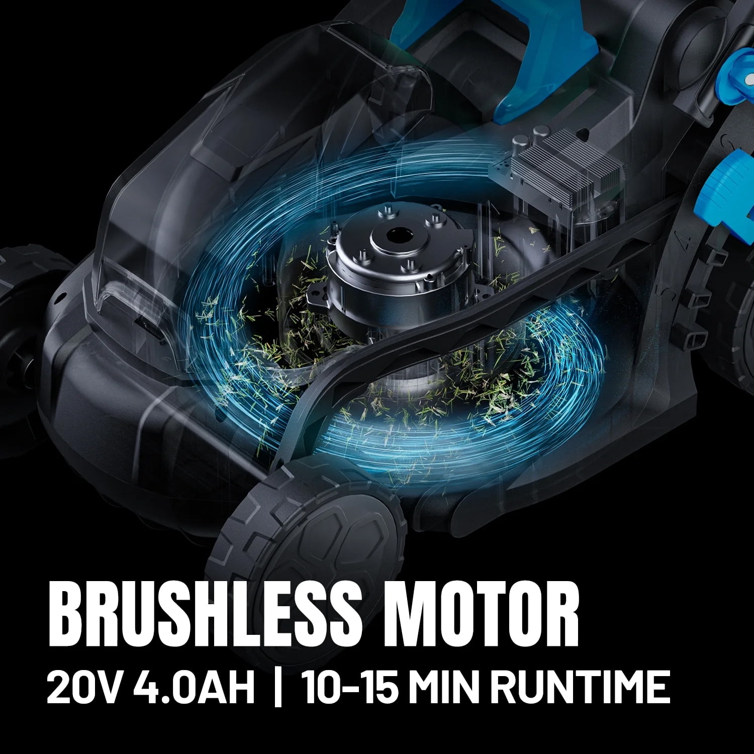 Mightymow Cordless Lawn Mower, 20V Electric Lawn Mowers, 13 inch, Brushless Motor, 5 Heights Adjustment, with 2*4.0Ah Battery and Charger, for Garden/Yard/Farm