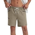 thumbnail image 5 of DDAPJ pyju Quick Dry Workout Shorts for Men Drawstring Elastic Waist Athletic Gym Shorts Lightweight Running Shorts with Zipper Pockets Khaki M, 5 of 7