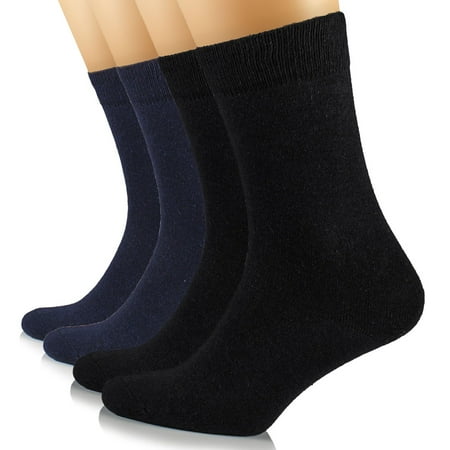 

HUGH UGOLI Women s Cotton Crew Socks 4 Pairs Black/Navy Blue Shoe Size: 9-12