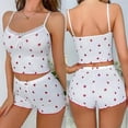 thumbnail image 4 of Yuncity Womens Pajamas Knit Slim Fit 2 Piece Heart Print Summer Short Sleeve Crew Neck Top And Pants Pjs Sleepwear Loungewear Nightwear,Size S-Xl Beige, 4 of 7
