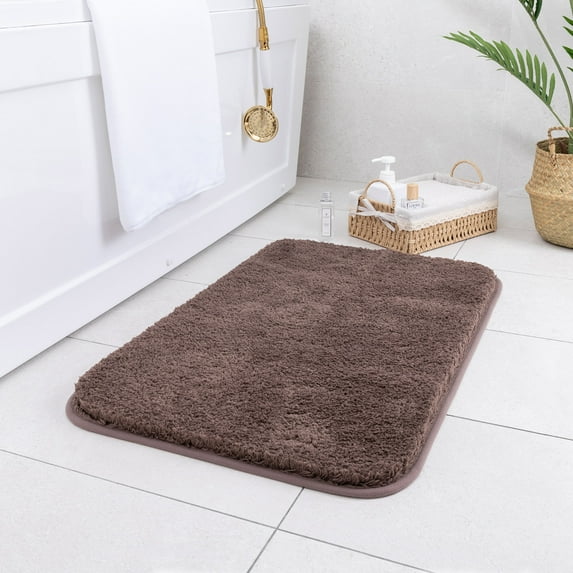 Carvapet Non-Slip Bath Mat Microfiber Soft Bathroom Mats, 20"x 32", Dark Coffee