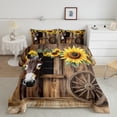 thumbnail image 2 of Castle Fairy 3-Piece Queen Size Comforter Set, Farmhouse Donkey and Sunflower Animal Print, 2 of 8