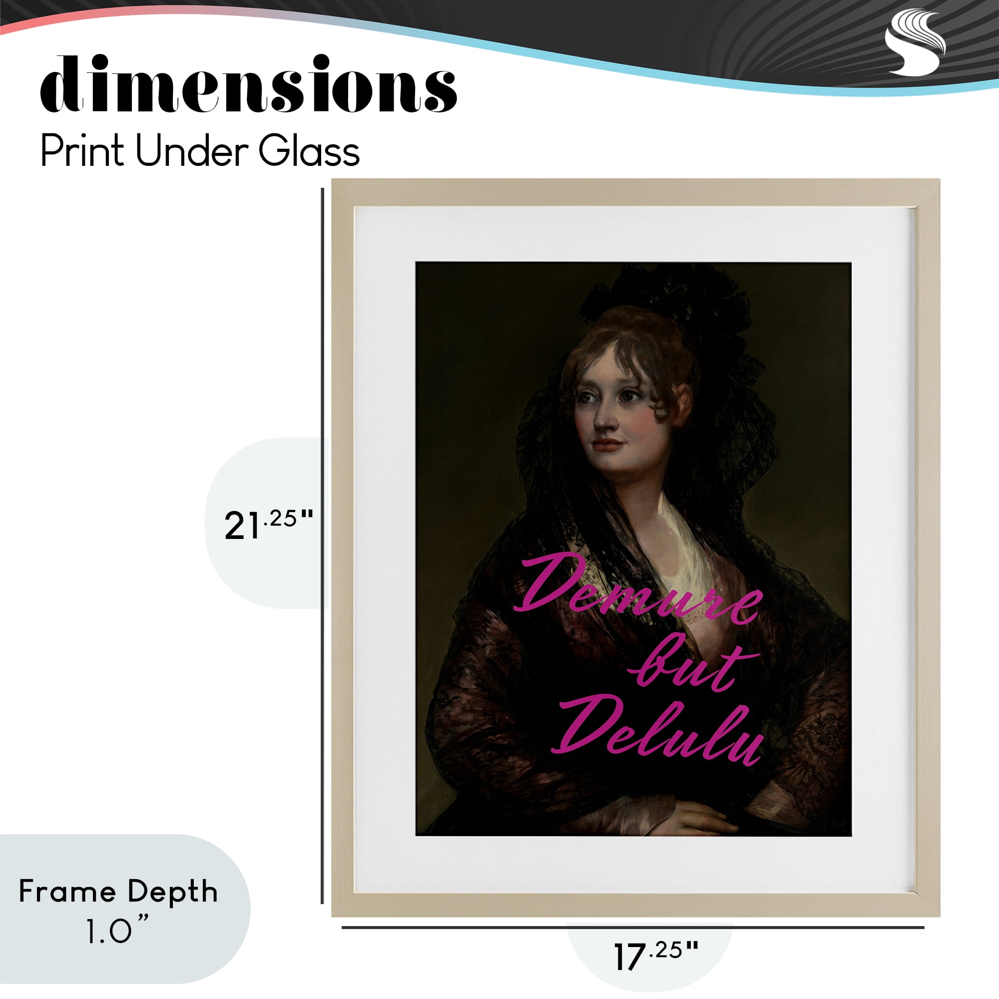 Stupell Industries Iconic Demure But Delulu Birch Framed Print Under Glass, design by Grotto Studios