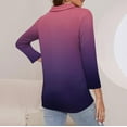 thumbnail image 4 of Xqxayjr Women's Quarter Zip Sweatshirt Tops Casual Graphic 3/4 Sleeve Ombre Gradient Collared Fall Sweaters Tops Comfy Round Neck Shirts Plus Size Outfits, 4 of 7