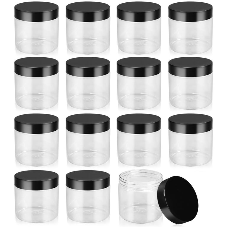 LotFancy Plastic Containers with Lids, 15 Pack 8 oz Plastic Jars,  Refillable Empty Slime Containers 