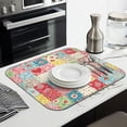 thumbnail image 3 of Pioneer Flower Floral Print Pattern Kitchen Dish Drying Mat 1 Pack, Ultra Absorbent Microfiber Drainer Mat, 16"x18", 3 of 6