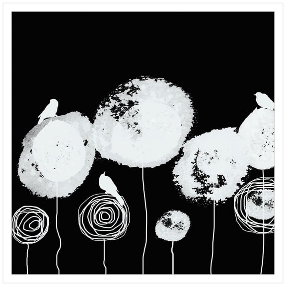 Amanti Art Black and White Flowers I Wood Framed Wall Art Print