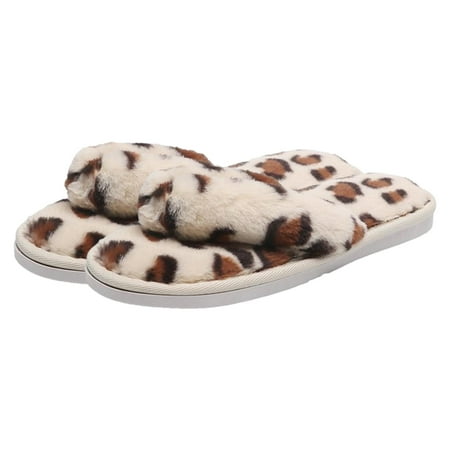 

Catinbow Flip Flops Women＇s Slippers Soft Plush Furry Cozy Open Toe Shoes