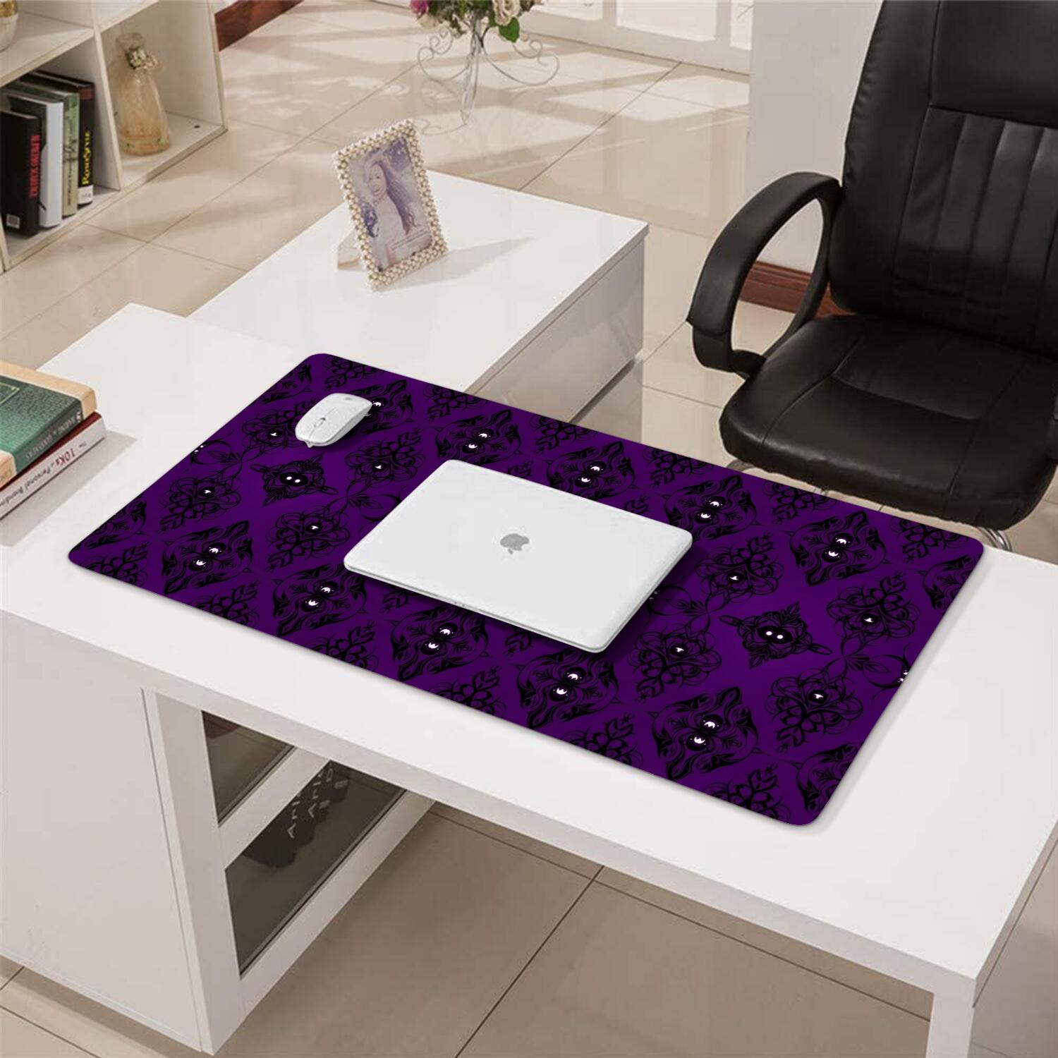 Long Mouse Pads for Desk,Purple Black Ornament Eye Pattern Desk Mats on Top Of Desks, Desk Mouse Pad Extra Large with 3mm Non-Slip Base and Stitched Edge for Gaming,Office,Work,Home 31.5"x15.7"