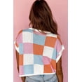 thumbnail image 4 of Women's Stylish Grapefruit Orange Color Block Cap Sleeve Sweater, 4 of 7