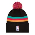 thumbnail image 2 of Men's New Era Black San Antonio Spurs 2025/26 City Edition Cuffed Knit Hat with Pom, 2 of 3