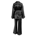 thumbnail image 4 of Txlixc Traje de pijama para mujeres, portátil de manga larga de color sólido + pantalones sueltos + cinturón Txlixc moda, 4 of 9