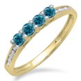 thumbnail image 1 of 0.50 Carat (ctw) 18K Yellow Gold Round Blue & White Diamond Ladies Bridal Anniversary Wedding Band Stackable Ring 1/2 CT, 1 of 1