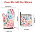 thumbnail image 2 of Pofeuu Cupcakes and Donuts Print Oven Mitts and Pot Holders 4 pcs Set,High Heat Resistant 500 Degree Extra Thicken Long Kitchen Cotton Oven Glove for Cooking, 2 of 6