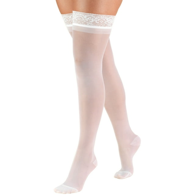 Truform Bas Cuisse Transparents : 15 - 20 mmHg, Blanc, Moyen