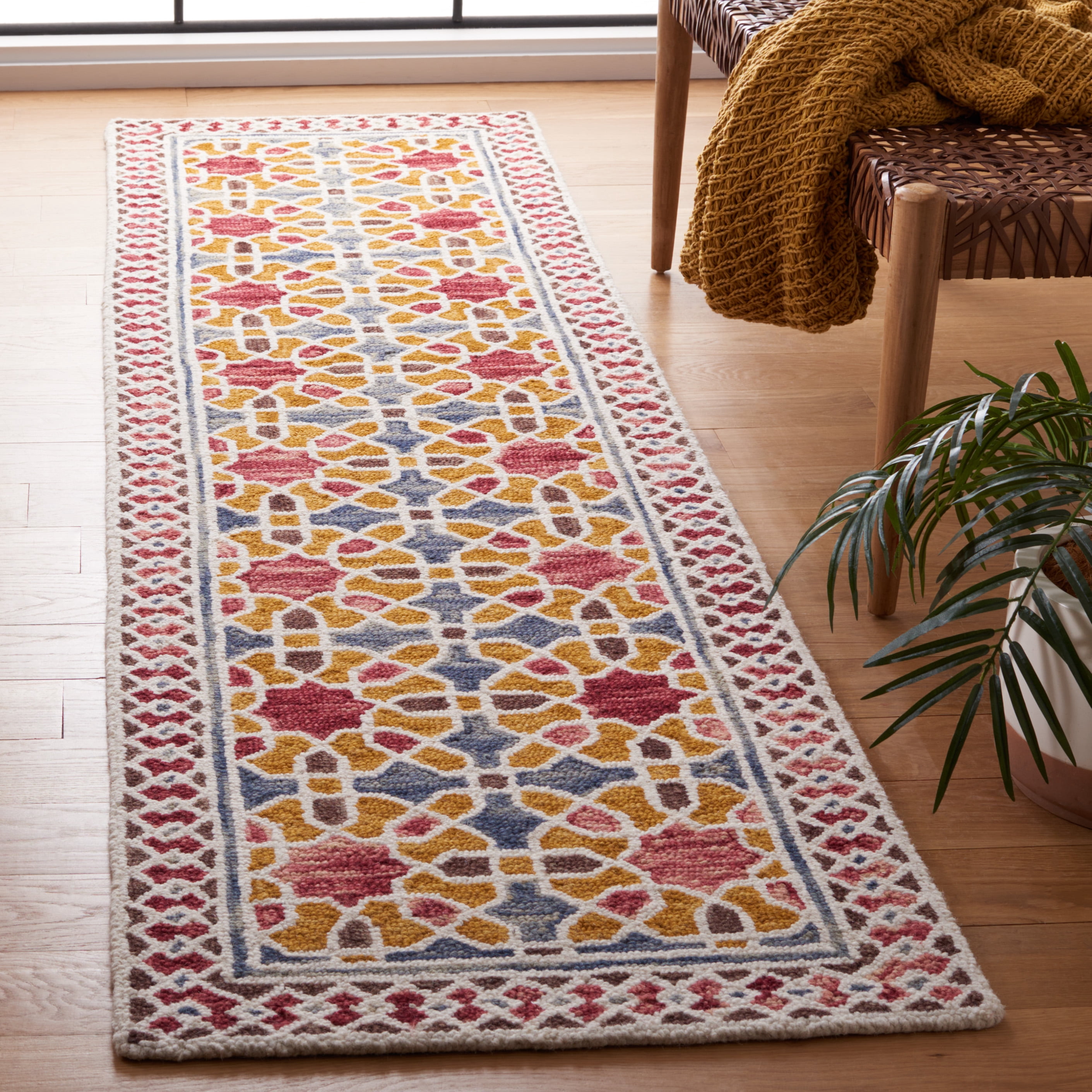 SAFAVIEH Aspen Beth Geometric Runner Rug, Red/Yellow, 2'3" x 9'