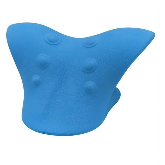 Neck and Shoulder Relaxer, Cervical Traction Device for TMJ Pain Relief and Cervical Spine Alignment, Chiropractic Pillow Neck Stretcher(Blue)