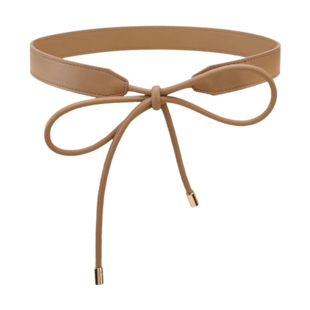Cinturón de cuero para mujer, elegante, cómodo y suave, con lazo para blusa. Caqui