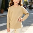 thumbnail image 2 of Maean Girls Cotton Tops Long Sleeve Shirt Solid Color Crew Neck Top Casual Basic Fall Tshirts 1-11 Years, 2 of 7