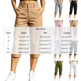 thumbnail image 3 of Khunlpohl Cargo Capri Pants for Women Hiking Outdoor Straight Leg Button Elastic Waist Cropped Pant with Multiple Pockets, 3 of 7