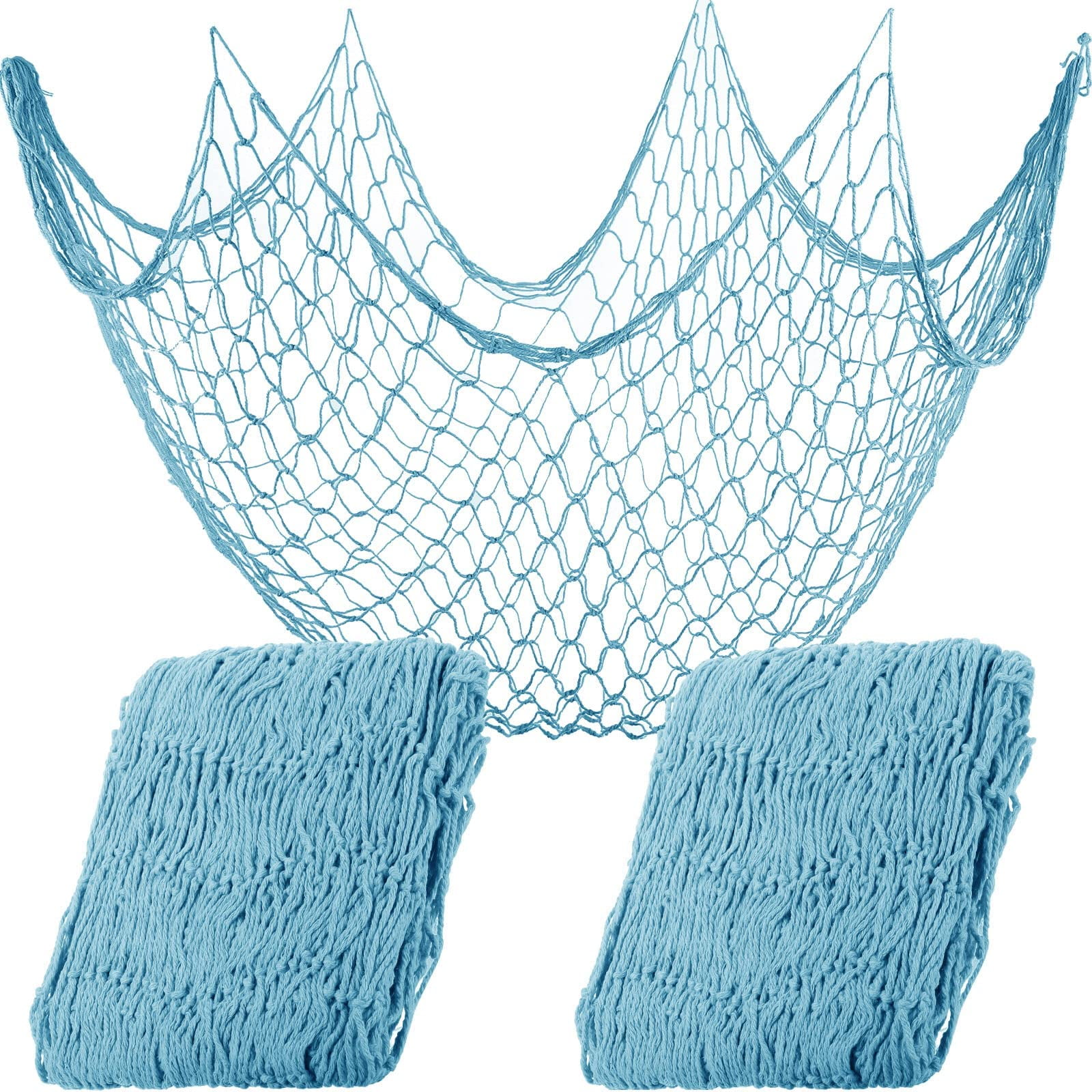 2 Pack Fish Net Decorations 80 x 40 Inches Wall Hanging Nets for Mermaid, Pirate, Nautical and