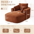 thumbnail image 3 of FFH Chaise Lounge Chair Indoor, 64.6" Oversized Modern Corduroy Sofa Couch, Comfy Sleeper Chair for Living Room, Apartment, Bedroom, Orange, 3 of 10