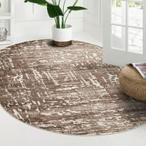 Unique Loom Hermitage Collection Area Rug - Armor (7' x 10' Oval Chocolate Brown/Black)