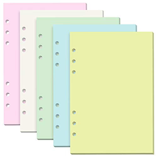 120 GSM Loose Leaf A5 6-Ring Binder Planner Inserts A5 Paper Refills Compatible with Filofax Dotted 200 Dot Grid Pages 6 Hole 