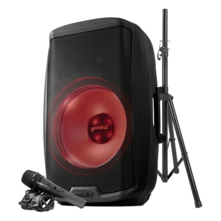 UPC: 0747705007711 | Gemini AS-2115BT-LT-PK 15 in. 2000W Active Multi LED Bluetooth Loudspeaker with Stand & Wired Microphone