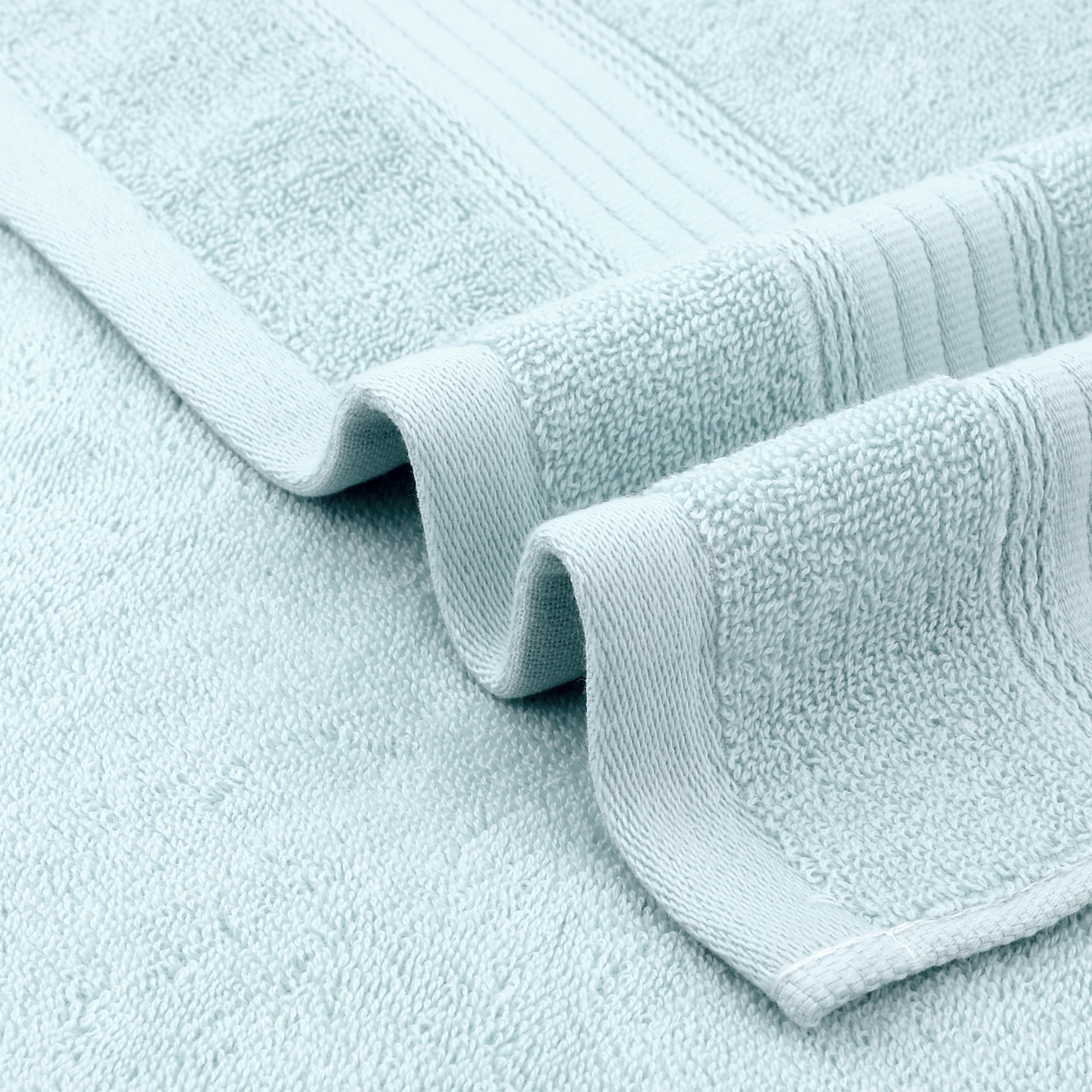 Unique Bargains Solid Striped Cotton Hand Towel Set 13" x 29" Blue/Grey 6 Pack