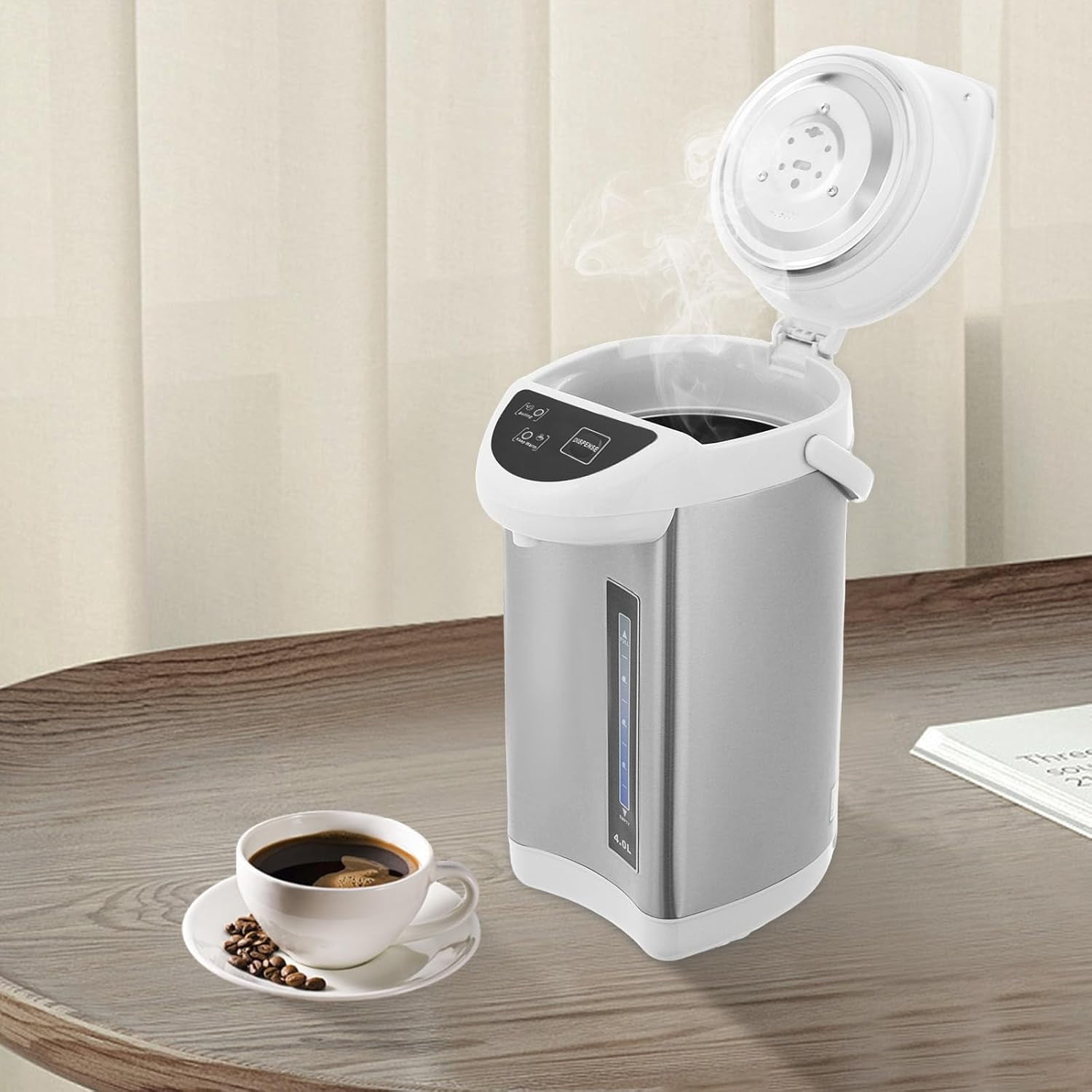 Electric Water Boiler,4L 304 Stainless Steel Countertop Water Heater with 3 Water Dispensing Modes and 24H Keep Warm,Warmer Anti-dry Burn Protection