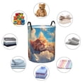 thumbnail image 4 of Balery Cloud Sleeping Cat Cesta de ropa redonda con asas, impermeable, independiente, para ropa, juguetes, dormitorio y familia-Small, 4 of 6