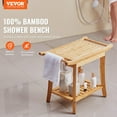 thumbnail image 2 of VEVOR Bamboo Shower Bench, 24 x 13.8 x 18.9 in, Waterproof Shower Stool Chair with Storage Shelf Handle,300 lbs Load Capacity Spa Bath Seat Organizer, for Adults Seniors Women Elderly Indoor Outdoor, 2 of 9
