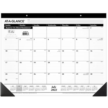 AT-A-GLANCE 2022-2023 Monthly Desk Pad, 21 3/4" x 17", White (AY24BW0023)