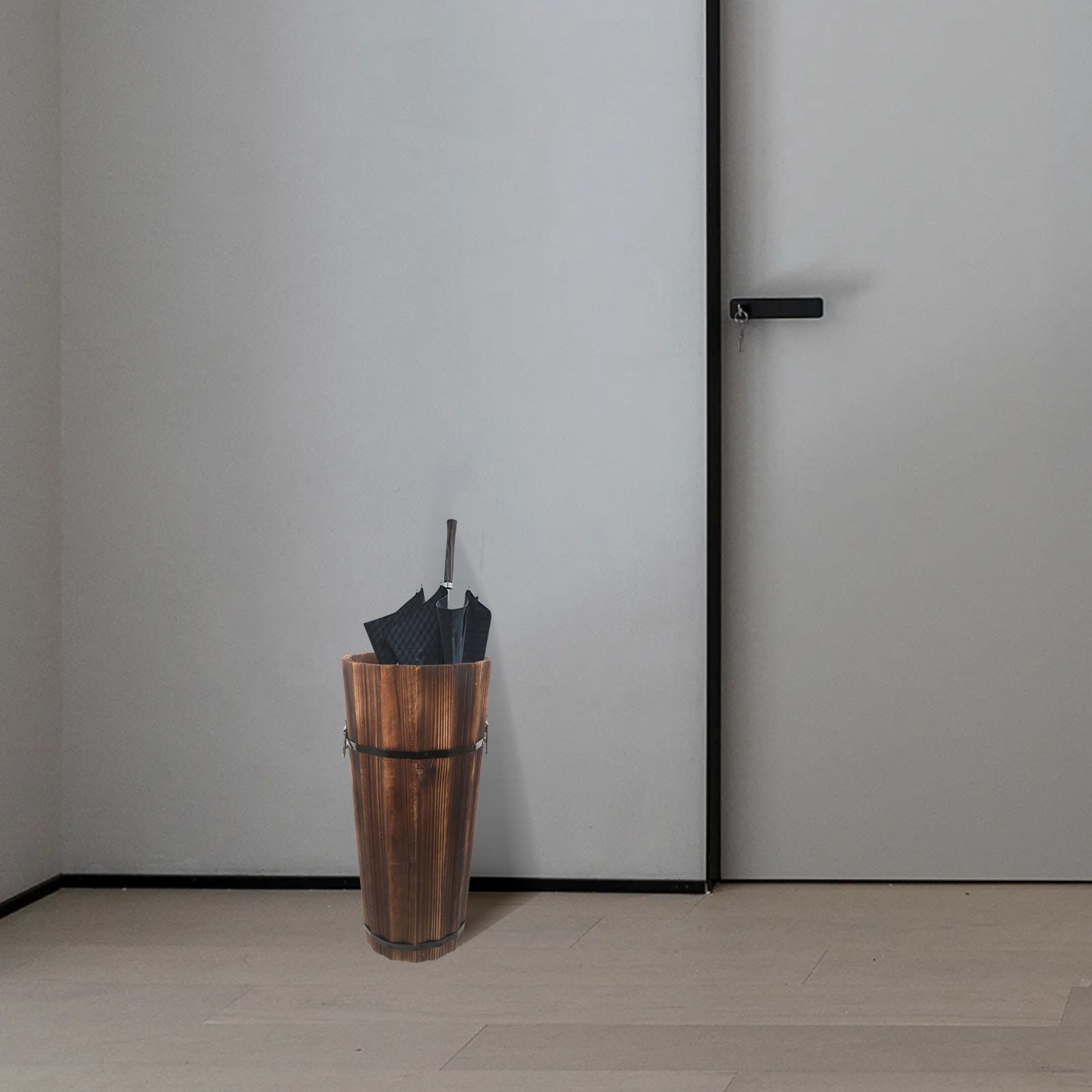WHAMVOX Wood Umbrella Holder Umbrella Stand Rack Large-capacity Umbrella Storage Bucket for Entryway