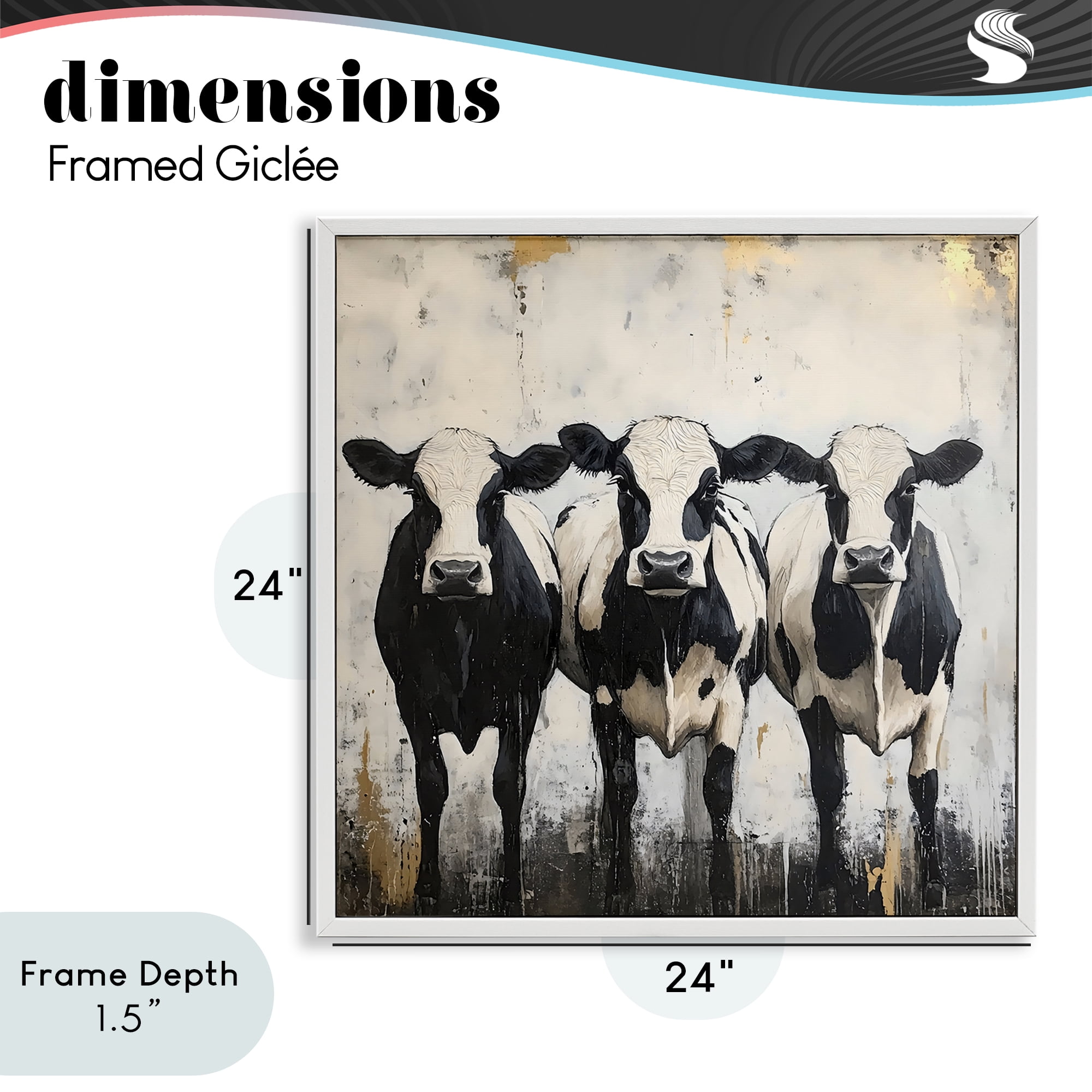 Stupell Industries Three Spotted Cows White Framed Giclee Art, design by Creative Studio
