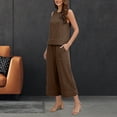 thumbnail image 2 of Akmaiox Two Piece Sets for Women Sleeveless Tank Tops Elastic Waist Drawstring Wide Leg Pants with Pockets Trendy Stripes Casual Loose Summer Vacation Lounge Sets S-3XL, 2 of 10