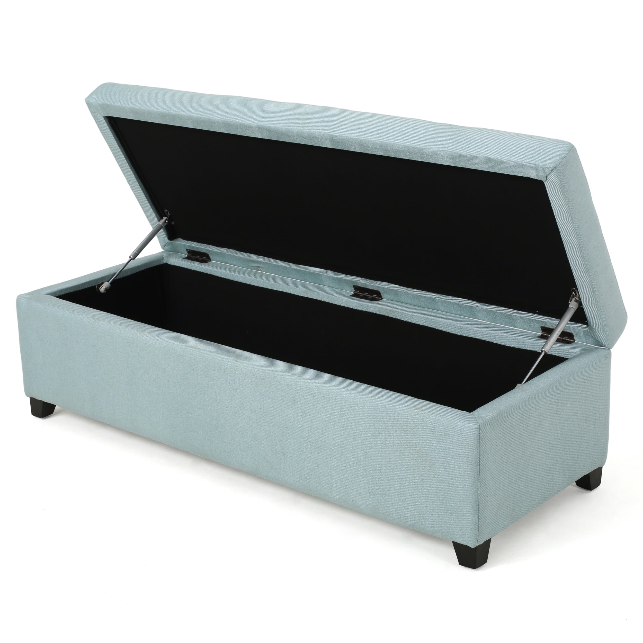 Noble House Hampton Light Blue Fabric Stoarge Ottoman