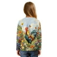thumbnail image 2 of Xixirimido Butterfly Rooster Vibrant Daisy Printed Girls Casual Tunic Tops Tie-hem Long Sleeve Loose Soft Blouse T-Shirt Cute Graphic Girls Shirts, Size 5-6, 2 of 7