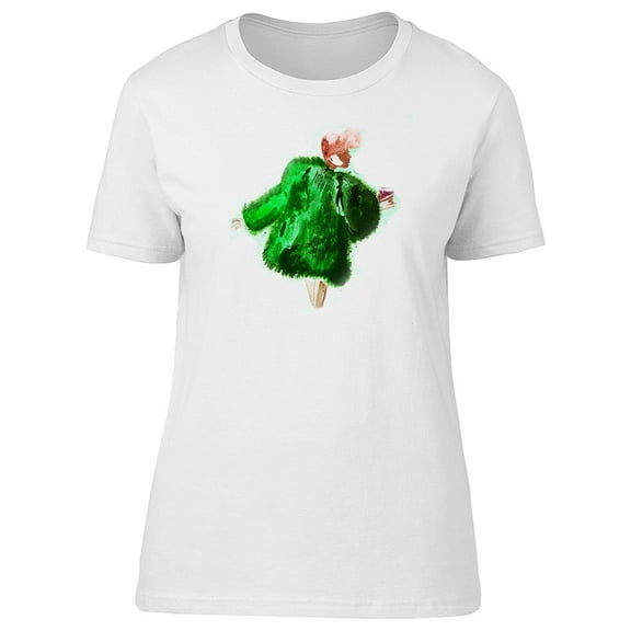Fashion Girl In Green Coat T-Shirt Men -Image by Shutterstock, Male Small