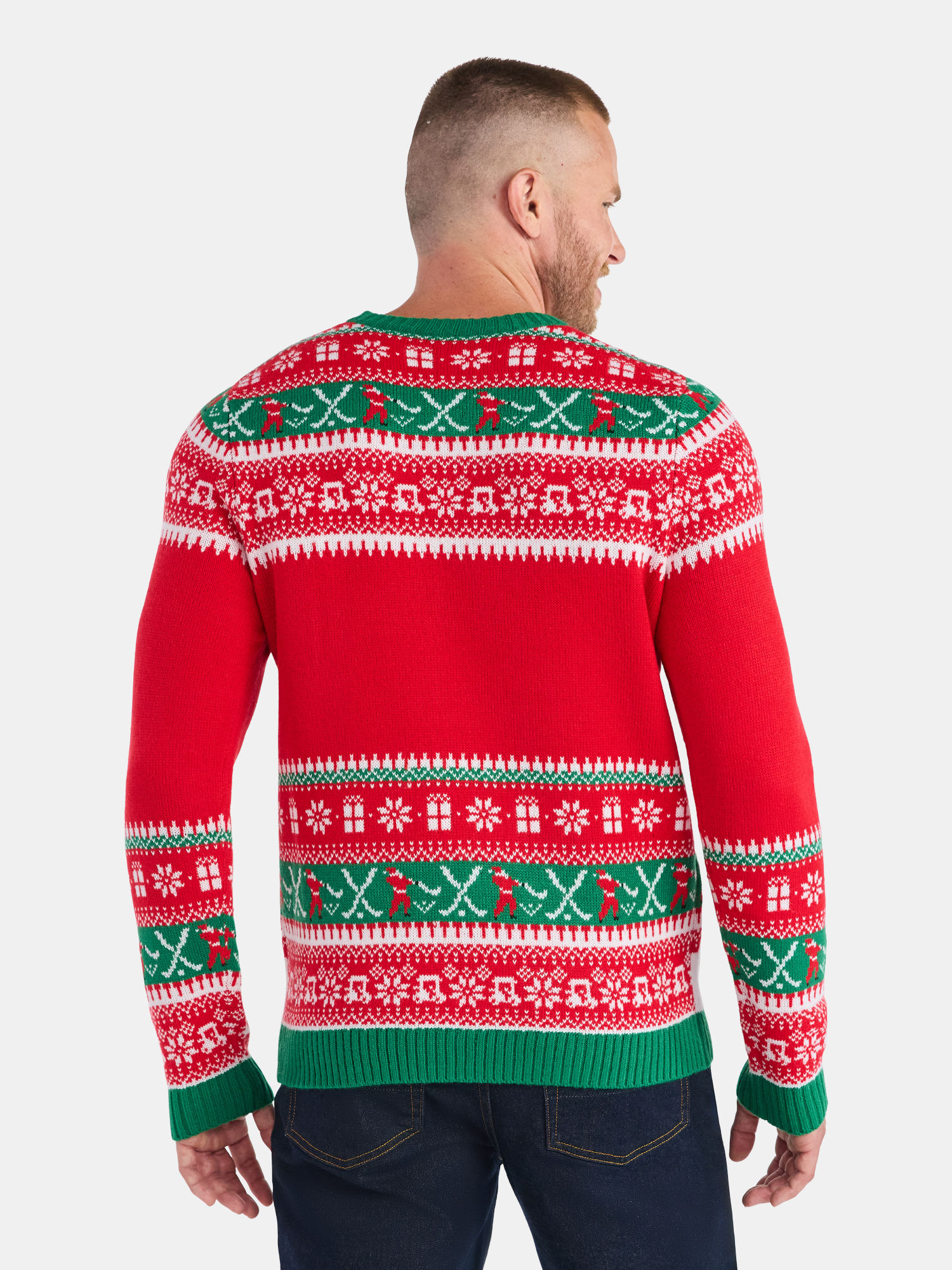 Men's Golfing Santa Ugly Christmas Sweater from Holiday Time, Midweight, Sizes M-2XL