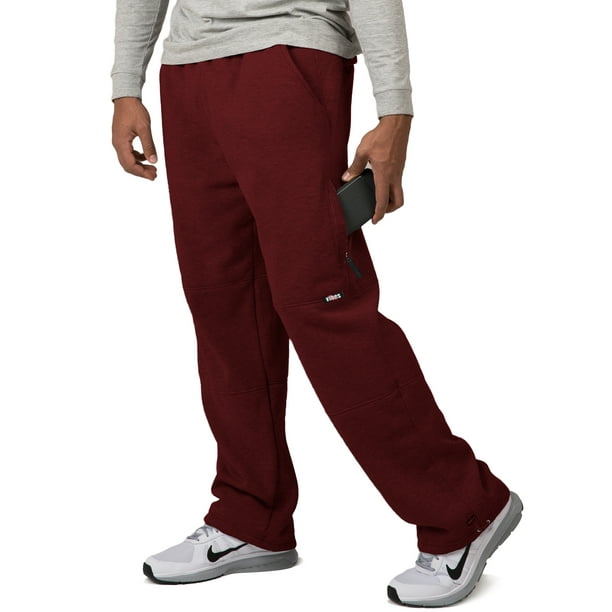 Vibes - Vibes Big Man Burgundy Fleece Sweatpants Zipper Cargo Pocket Bungee Cord Bottom