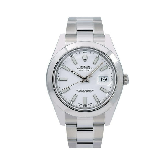 Pre-Owned Rolex Datejust 41MM 116300 White Dial Smooth Bezel Stainless Steel Oyster Bracelet