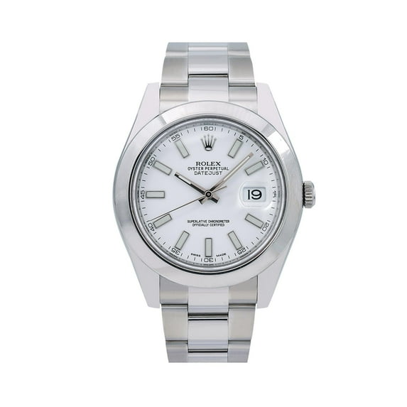 Pre-Owned Rolex Datejust 41MM 116300 White Dial Smooth Bezel Stainless Steel Oyster Bracelet