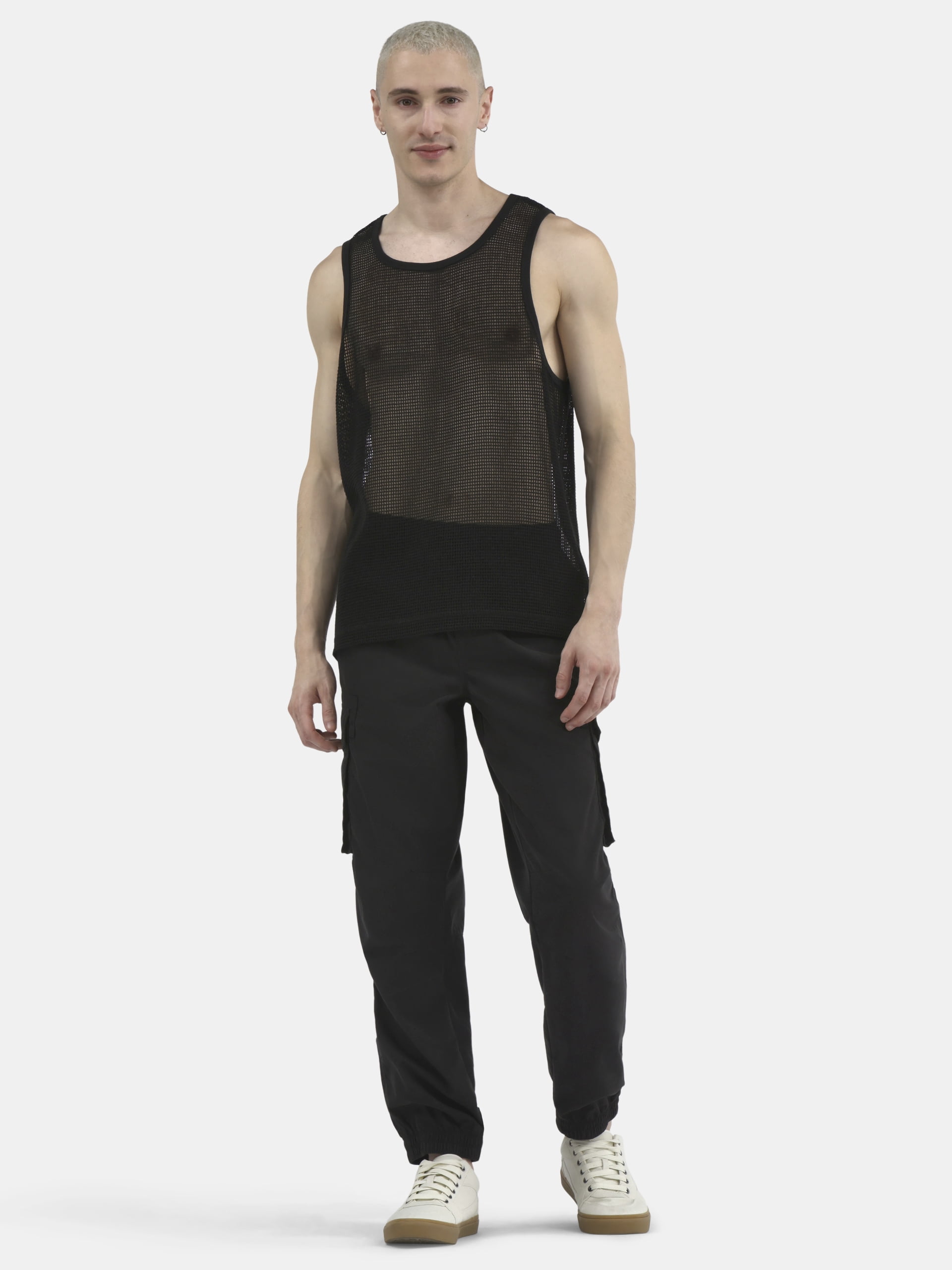 No Boundaries Men's & Big Men's Open Knit Boxy Fit Tank Top, Sizes XS-3XL